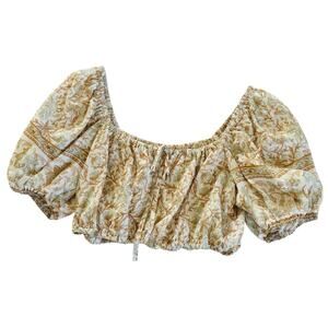 By the River Off the Shoulders Cropped Boho Floral Print Top Women’s Medium